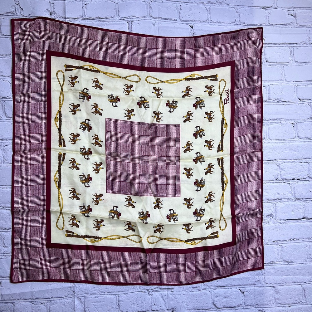 Vintage 1950's or 60's scarf with an equestrian theme.